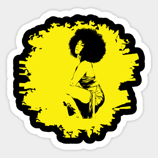 Yellow beautiful afro girl Sticker by Ginstore